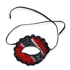 Trinidad & Tobago Eye Patch Masquerade Mask with Crystals and Rhinestones